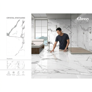 กระเบื้องเซรามิกพอร์ซเลน Vistaar Crystal Statuario ขนาด 600x1200 มม. ผิวด้านกันลื่น สำหรับปูพื้นและผนัง รับประกัน 5 ปี - Product Image 1