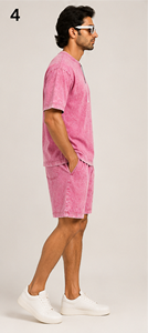 Men Acid Wash Summer <b>Set</b> Relaxed Fit Matching T Shirt And Shorts Soft Washed Fabric Designed For Summer Comfort Street Fashion - Product Image 4
