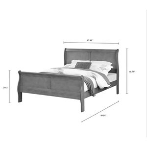 Letto a slitta con pannelli in legno massello stile Luigi Filippo, misura Queen, finitura bianca, mobili per camera da letto - Product Image 4