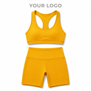 Conjunto Deportivo de 2 Piezas para Mujer, Color Sólido, Sujetador Deportivo con Espalda Cruzada, Leggings de Cintura Alta, Ropa Deportiva sin Costuras para Gimnasio, Yoga y Fitness - Product Image 3