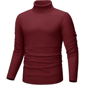 Pull à col roulé en tricot pour homme, coupe classique, 100% coton, couleur unie, manches longues, vêtements décontractés d'automne, logo personnalisé - Product Image 5