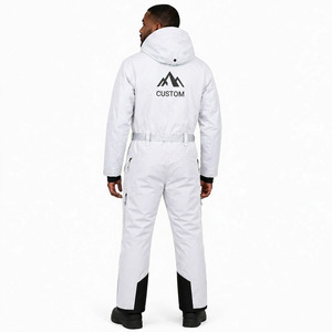 Combinaison de ski une pièce pour femme avec logo personnalisé, à capuche, imperméable, en polyester, pour l'hiver, OEM ODM - Product Image 4