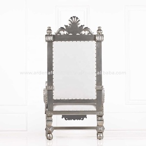 เก้าอี้บัลลังก์งานแต่งงานราคาประหยัดสไตล์คลาสสิก  เก้าอี้บัลลังก์กษัตริย์สีเงินโบราณ  เก้าอี้ไม้สำหรับโรงแรม เฟอร์นิเจอร์โรงแรมสไตล์ฝรั่งเศส - Product Image 6