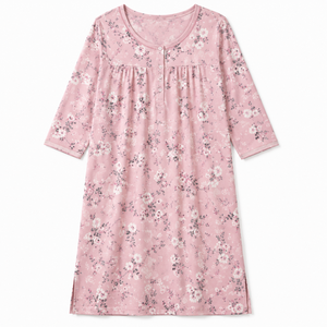 Camisón Floral de Franela para Mujer, 100% Algodón, Manga Larga, Cierre de Botones, Vestido de Dormir para Estar en Casa - Product Image 2