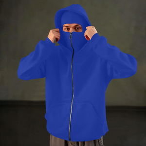 Vente en gros économique : Cagoule Masque intégral pour homme, 100% Coton, Hiver, Streetwear, à épaules tombantes, double couche, avec fermeture éclair - Product Image 4