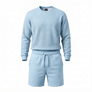 Private Label Streetwear Heavy Fleece Pullover Top and <b>Matching</b> Shorts Casual <b>Jogger</b> Suit <b>Set</b> - Product Image 6
