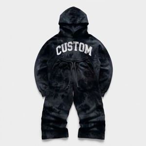 Conjunto de dos piezas de chándal personalizado con lavado ácido, algodón grueso, lavado vintage, logotipo estampado en relieve, sudadera con capucha y pantalón jogger, OEM Shop - Product Image 6