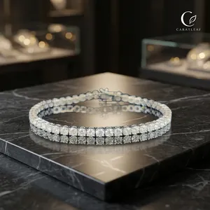 กำไลข้อมือเพชรเทียม 14K ทองคำ 6.45 กะรัต ประดับเพชร 49 เม็ดทรงบริลเลียนท์ รับรองโดย IGI ตัวเรือนแบบ Claw Setting เครื่องประดับหรูหราสำหรับงานแต่งงาน - Product Image 3