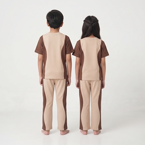 Conjunto Deportivo de Dos Tonos con Franja Lateral para Niños y Niñas, Ropa Deportiva Informal con Paneles Curvos, Conjunto a Juego, Ropa al por Mayor - Product Image 2