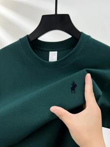 T-shirt pour homme 100% coton, manches courtes, col rond, luxe, nœuds brodés sur le devant, respirant, décontracté, été - Product Image 3