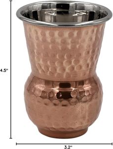 Verre à boire en cuivre fait main par un fabricant de confiance, finition rustique, durable, pour le bien-être ayurvédique, gobelet de stockage d'eau - Product Image 2