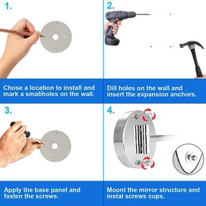Specchietto per trucco con ingrandimento su due lati da 8 pollici con prolunga cromata da 12 pollici finitura 360 ingrandimento 1X/3X specchio - Product Image 2