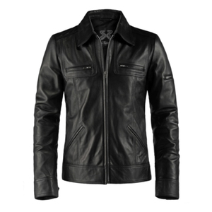 Chaqueta de motociclista de corte ajustado, chaqueta de cuero con cuello alto, cierre de cremallera, ropa de otoño, chaqueta estilo motociclista para hombre - Product Image 6
