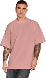 เสื้อยืดผู้ชายไซส์ใหญ่ สีชมพูล้วน แขนสั้น คอกลม ผ้าเจอร์ซีย์ถัก ดีไซน์เรียบง่าย - Product Image 2
