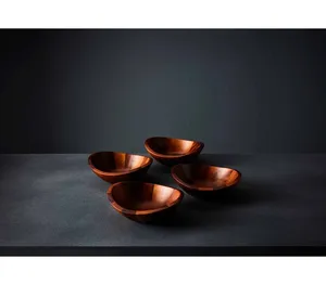 Handmade Acacia Wood Salad <b>Bowl</b> Polished Wooden Serving <b>Bowl</b> Modern Fruit <b>Dessert</b> <b>Bowl</b> for Home Restaurant - Product Image 2