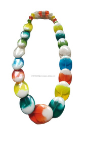 Collar de cadena de cuentas de resina de cuero - Product Image 4