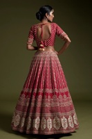 Lehenga Choli en Soie Rouge Traditionnel de Rangoon, Broderie Lourde et Paillettes, pour Mariage, Bal de Promo, Tenue de Soirée, Designer Indien, Longueur Ras du Sol