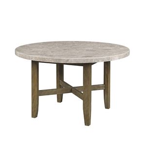 Tavolo da pranzo rotondo in rovere rustico con piano in marmo elegante stile rustico per la tua zona pranzo di casa - Product Image 1