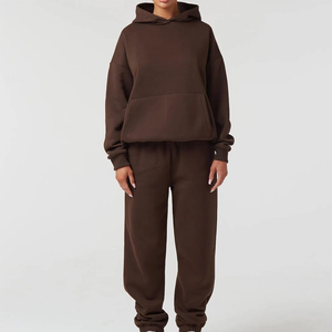 Conjunto Deportivo Casual de Dos Piezas para Mujer, Talla Grande, 100% Algodón, Felpa, para Entrenamiento y Jogging - Product Image 1