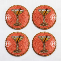 Ensemble de sous-verres perlés chic pour cocktails, ronds, couleur pêche, pour Martini, Happy Hour, décoration de table de bar, pour verres à vin, mugs et tasses, vente en gros