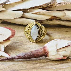 Market Favorite Top Choice Brass <b>Ring</b> Moonstone 18k Gold Plated <b>Statement</b> <b>Ring</b> Vintage Tribal Style Spiral Wholesale Womens <b>Ring</b> - Product Image 1