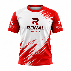 RONAL SPORTS Maillot Unisexe à Manches Longues Séchage Rapide Respirant Grande Taille Impression par Transfert Thermique Rouge Blanc Hiver Athlétique - Product Image 1