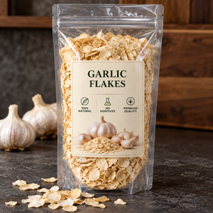 Flocons d'ail déshydratés naturels |   Ail séché de qualité supérieure pour la transformation alimentaire, assaisonnement, vente en gros, emballage en vrac et approvisionnement à l'exportation - Product Image 1