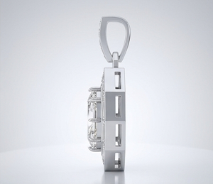 Colgante unisex de diamante cultivado en laboratorio con corte modificado, colgante halo para hombres y mujeres, collar geométrico llamativo, colgante único - Product Image 3