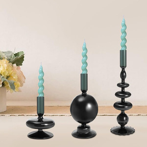 Set of 3 <b>Black</b> Candle Holders <b>Candlesticks</b> Cone-Shaped Romantic <b>Candlesticks</b> for Christmas Decoration - Product Image 2