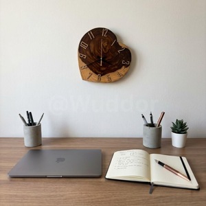 Rustic Wood Heart Shape Wall <b>Clock</b> Analog Quartz Silent Living Room Decor - Product Image 3