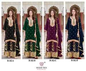 Ensemble élégant lourd Chinon Gharara Salwar Kameez avec bas entièrement cousu avec Santoon intérieur Dupatta pour toutes les occasions - Product Image 6