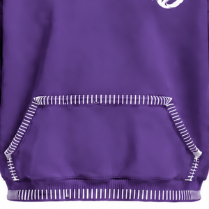 Sweat à capuche violet surdimensionné avec bordure cousue, effet vieilli, surpiqûres contrastées, poche kangourou, coupe décontractée, style streetwear - Product Image 6