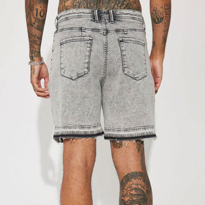 Shorts en jean baggy personnalisés pour hommes, style streetwear d'été, avec broderies et patchs déchirés, vente en gros - Product Image 4