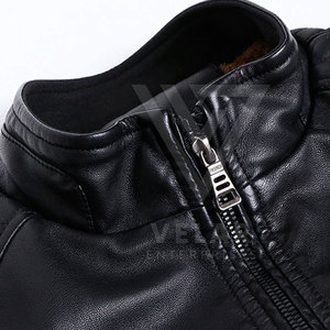 Reasonable Price Casual Breathable <b>Leather</b> <b>Jacket</b> Outdoor <b>Winter</b> Use Lightweight Men's Stand Zipper Front Windproof Eco-Friendly - Product Image 4