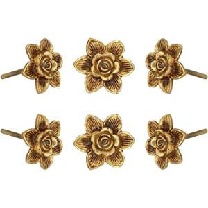 Poignée de tiroir en laiton en forme de fleur, finition dorée, design floral, poignée de meuble de style vintage, quincaillerie décorative - Product Image 4