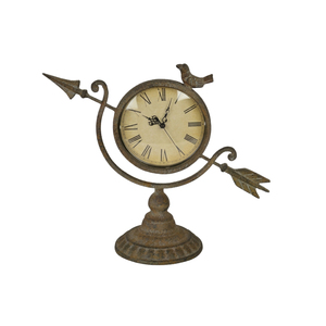 Horloge de table en métal nautique, design ancre et gouvernail, sur pied haut, décoration marine vintage, fournie par le fabricant - Product Image 2