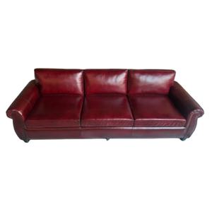 Vintage Mahroon Chesterfield Sofa Antique Leather Recycled Wood Frame Industrial Design for Entry <b>Restaurant</b> Basement Dining - Product Image 3