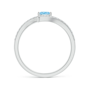Classic Trillion Aquamarine Pisces Bypass <b>Ring</b> with Diamonds Handmade <b>Customized</b> Fine Jewelry Wedding Engagement 14K Solid Gold - Product Image 2