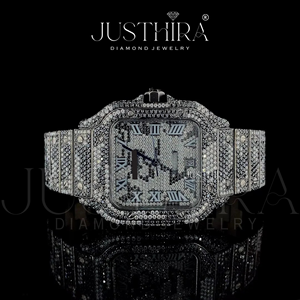 Reloj de Pulsera Automático Mecánico de Lujo con Incrustaciones Cuadradas de Moissanita Blanca y Negra, Esfera de Cristal y Acero Inoxidable - Product Image 2