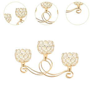 3 Arms Tea Light <b>Crystal</b> Candlestick Candelabra Ornament Versatile for Dining Table - Product Image 3