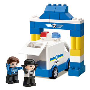 Ensemble de jouets de construction OXFORD TODDLER sur le thème de la police, blocs de construction, jeu d'imitation, voiture, hélicoptère, boîte de rangement, fabriqué en Corée, à partir de 3 ans - Product Image 6