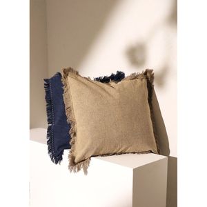 Cuscino Decorativo 22X22 in Lino Stonewashed con Bordi Lavorati a Mano e Frange, Elegante e di Stile - Product Image 6