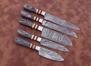Juego de Cuchillos de Chef de Damasco de 5 Piezas, Estilo Premium Personalizado, de Alta Calidad, con Mango Personalizado, Multiusos y Ecológicos - Product Image 2
