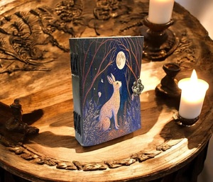 400 Page Large Easter Bunny Rabbit Vintage Handmade Leather Journal Grimoire Fat <b>Blank</b> Spell Book Shadows Christmas Water Color - Product Image 4