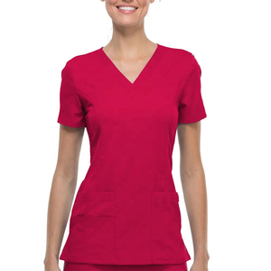 Women's Custom Color Spring Embroidered Washed <b>Scrub</b> Nurse Suit Short Sleeve Tops Pants <b>Plus</b> <b>Size</b> Hospital Uniforms - Product Image 4