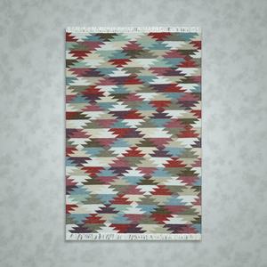 Tapis Kilim persan fait main en laine, tissage plat, motif en zigzag, écologique, à poils ras, multicolore - Product Image 6