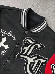 Fashionable Retro Varsity <b>Jacket</b> for Women – Cropped Letterman Style Outerwear with Soft Fabric, Stylish Embroidery Casual Wint - Product Image 2