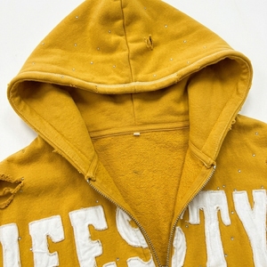 Survêtement Premium Streetwear pour Homme, Coupe Boxy, Effet Usé, Broderie, Appliqué, Délavé à l'Acide, Zippé, Strass - Product Image 3