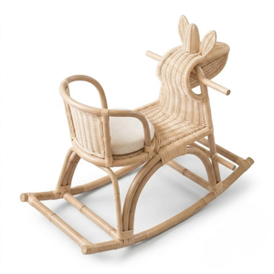 Juguete de unicornio balancín de ratán natural estilo boho para niños, decoración de habitación infantil de mimbre tejido a mano, seguro, venta al por mayor - Product Image 2