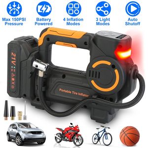 Compresor de Aire Inalámbrico Digital de 140W 150PSI 21V, Inflador de Neumáticos a Batería con Luz LED para Autos, Motocicletas y Bicicletas, Color Negro - Product Image 1